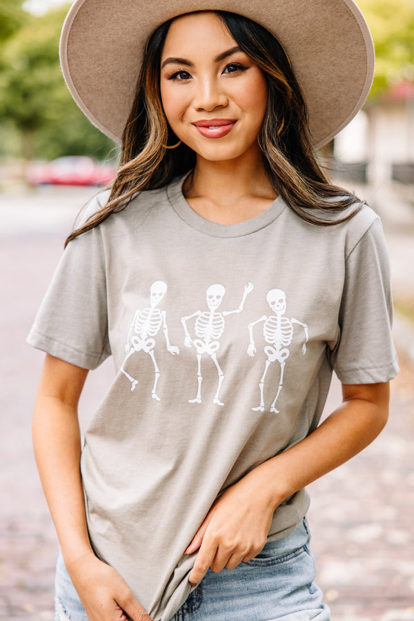 Skelly Fun Heather Stone Brown Graphic Tee