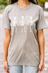 Skelly Fun Heather Stone Brown Graphic Tee