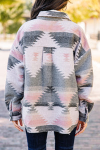 Plant Your Roots Gray Aztec Shacket