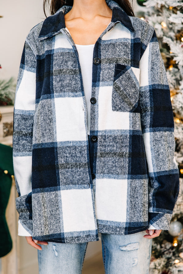 Be Your Best Self Navy Blue Plaid Shacket