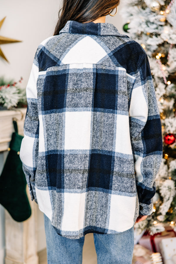 Be Your Best Self Navy Blue Plaid Shacket