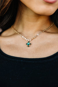 It's A Sign Emerald Green Pendant Necklace