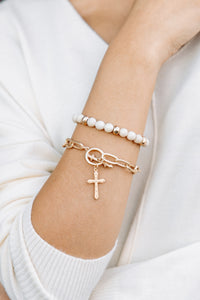 Find You Well Natural Cross Charm Toggle Bracelet