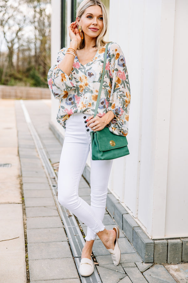 watercolor floral blouse