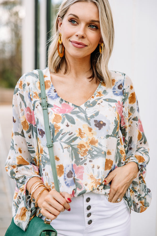 watercolor floral blouse