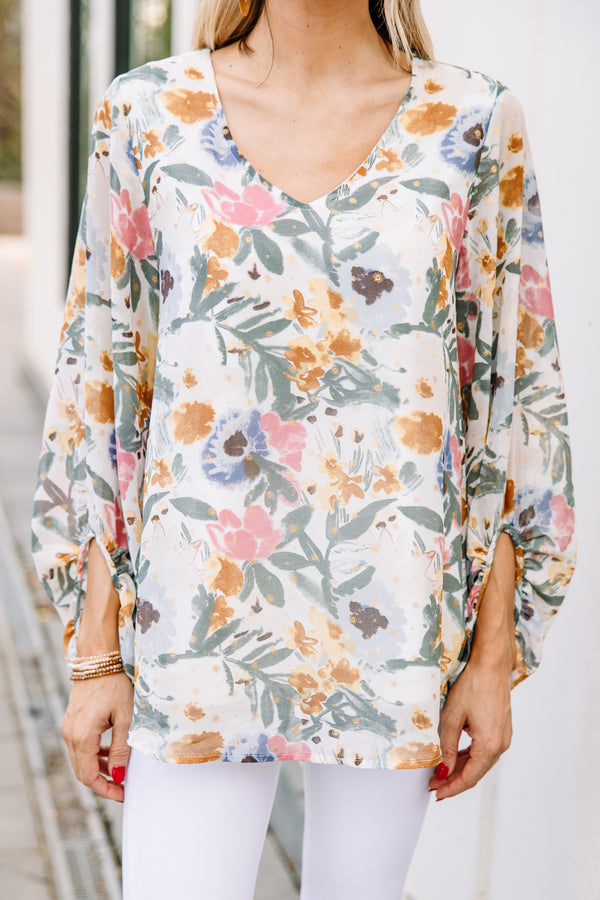 watercolor floral blouse