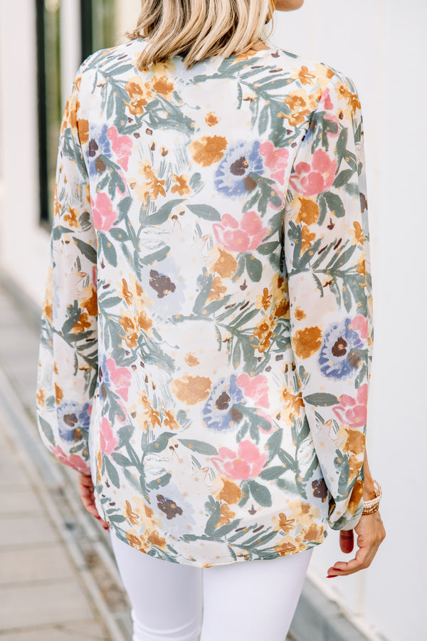 watercolor floral blouse