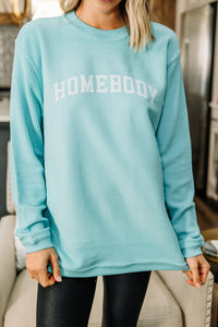 Homebody Aqua Blue Corded Graphic Sweatshirt