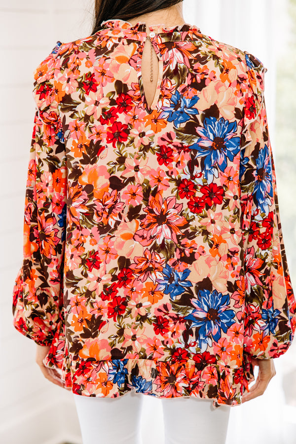 pink floral blouse