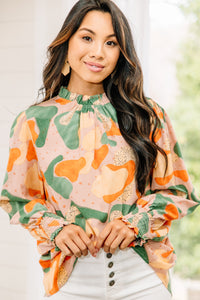 orange and pink blouse