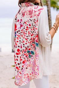 white mixed print tunic