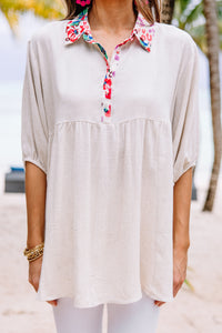 white mixed print tunic