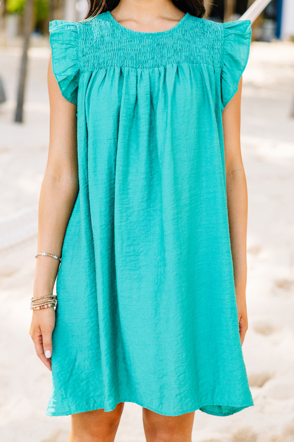 teal ruffled summer dress