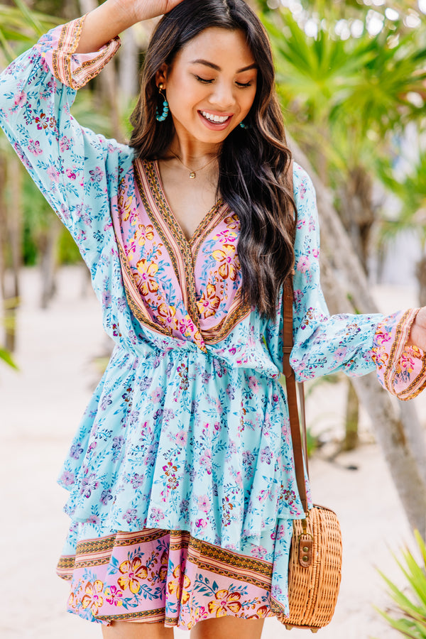 Make The News Aqua Blue Mixed Print Dress Shop the Mint Make The News Aqua Blue Mixed Print Dress Shop the Mint