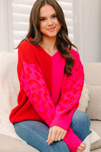 Double Duty Hot Pink Colorblock Sweater