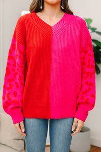 Double Duty Hot Pink Colorblock Sweater