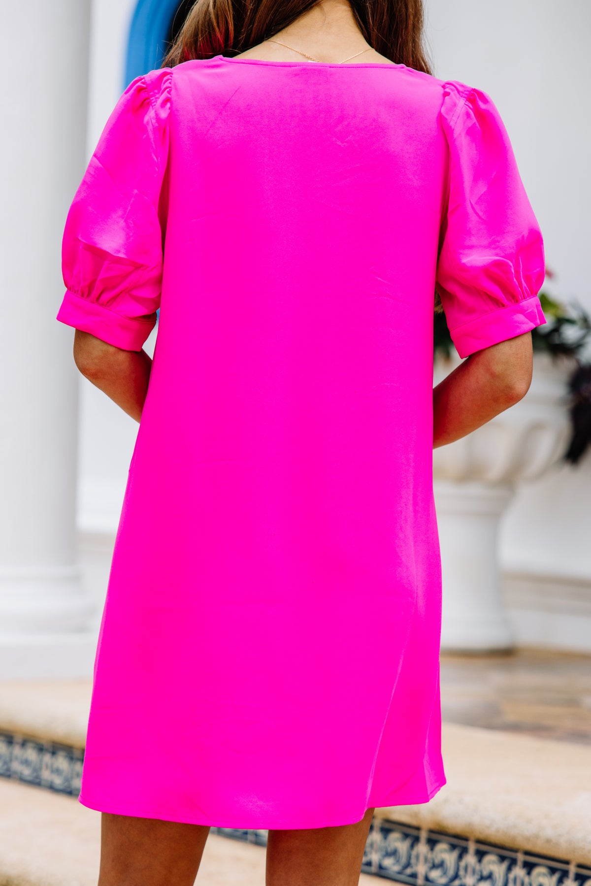 pink puff sleeve dress At First Sight Fuchsia Pink Puff Sleeve Dress – Shop the Mint