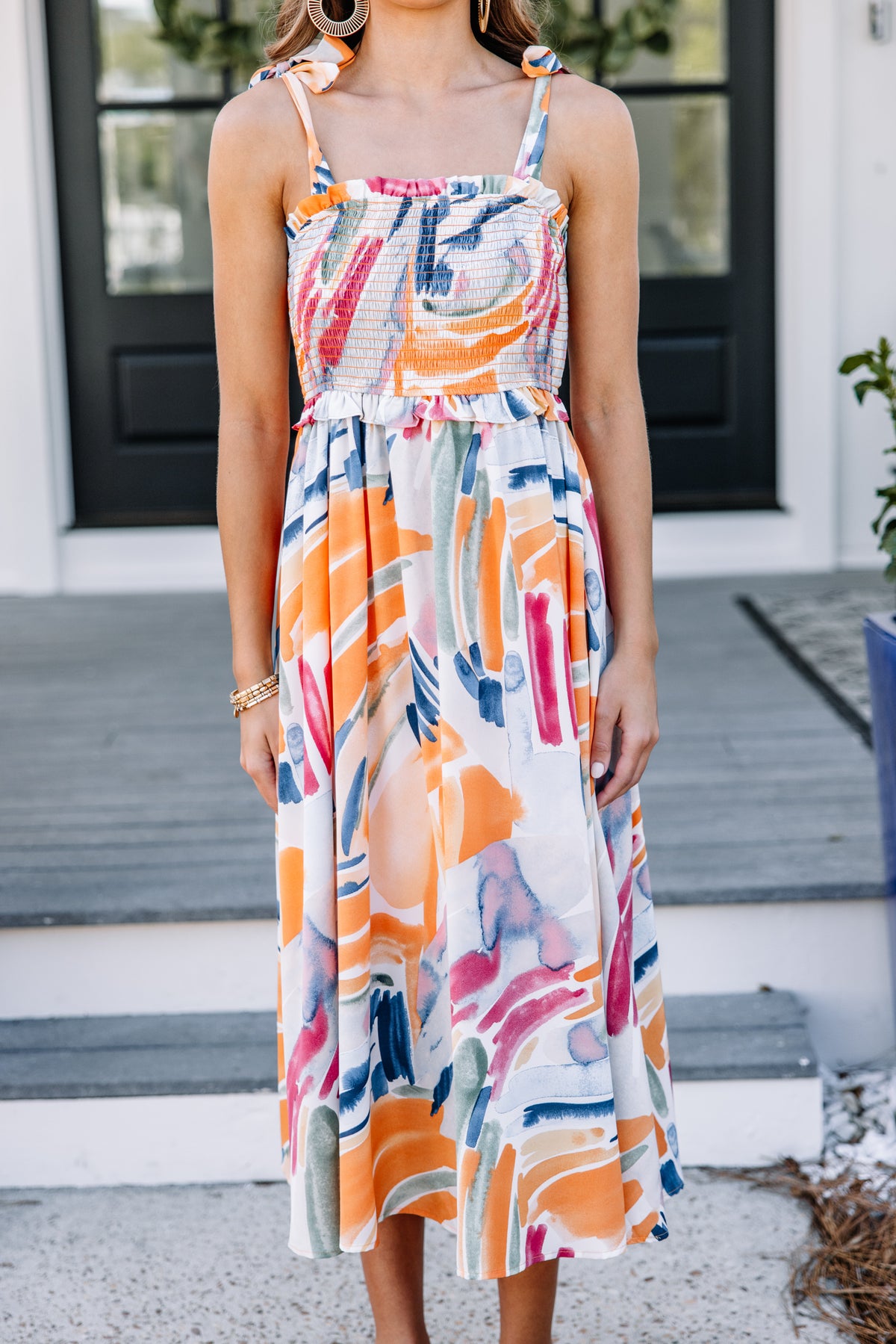 There She Goes Blue Abstract Midi Dress – Shop the Mint