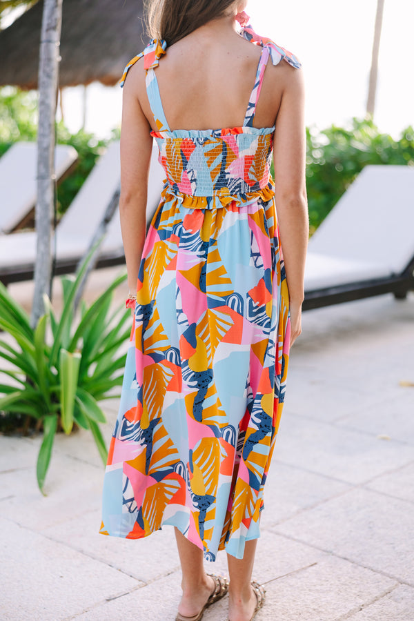 Can't Contain It Yellow Floral Midi Dress