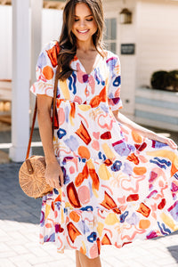 colorful abstract midi dress