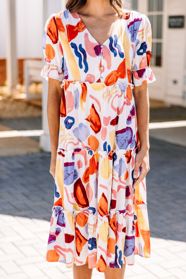 colorful abstract midi dress