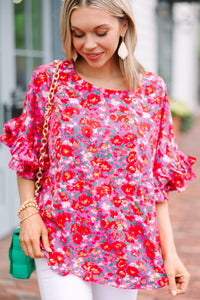 Can't Look The Other Way Hot Pink Floral Blouse