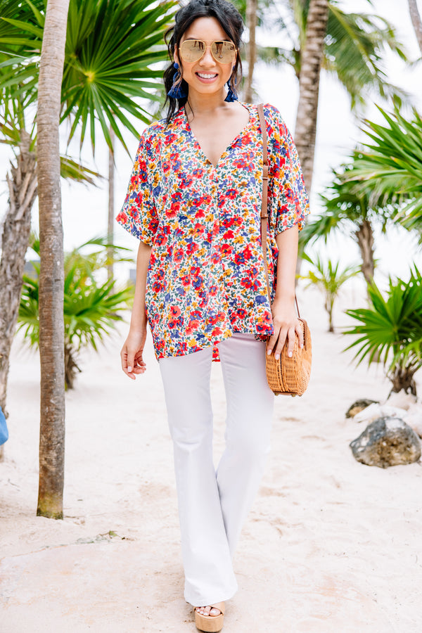 Start Looking Ivory White Floral Top