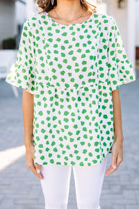 kelly green spotted blouse