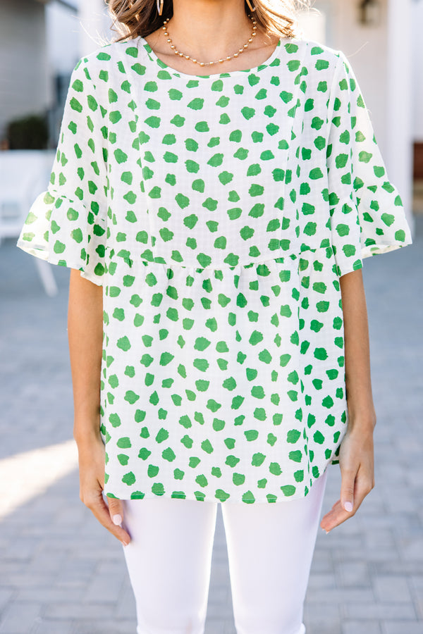 kelly green spotted blouse