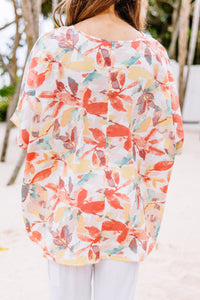 At This Time Coral Orange Floral Top