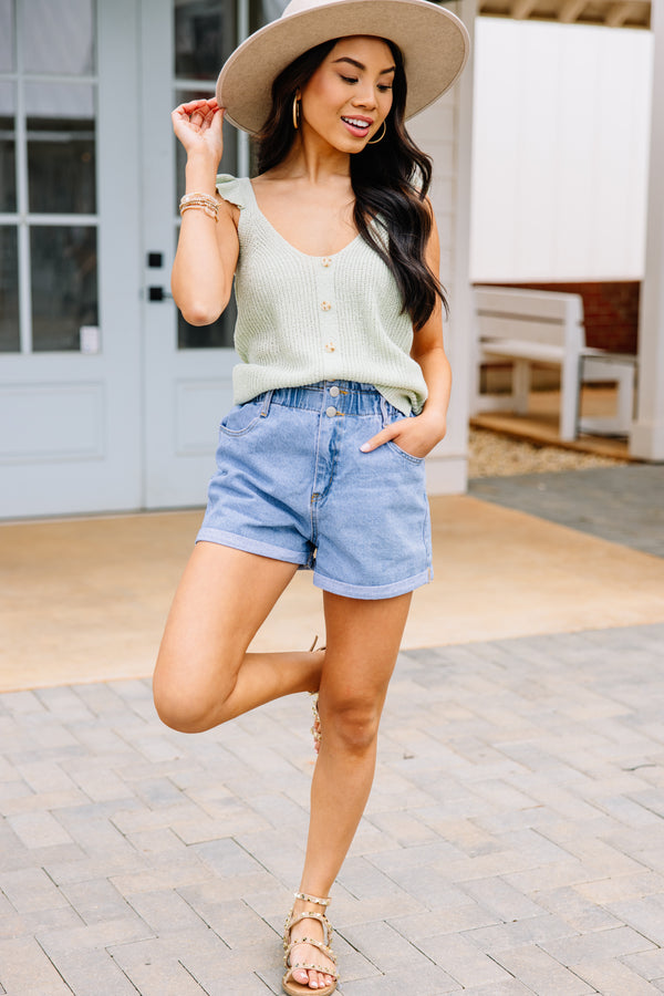 green knit tank