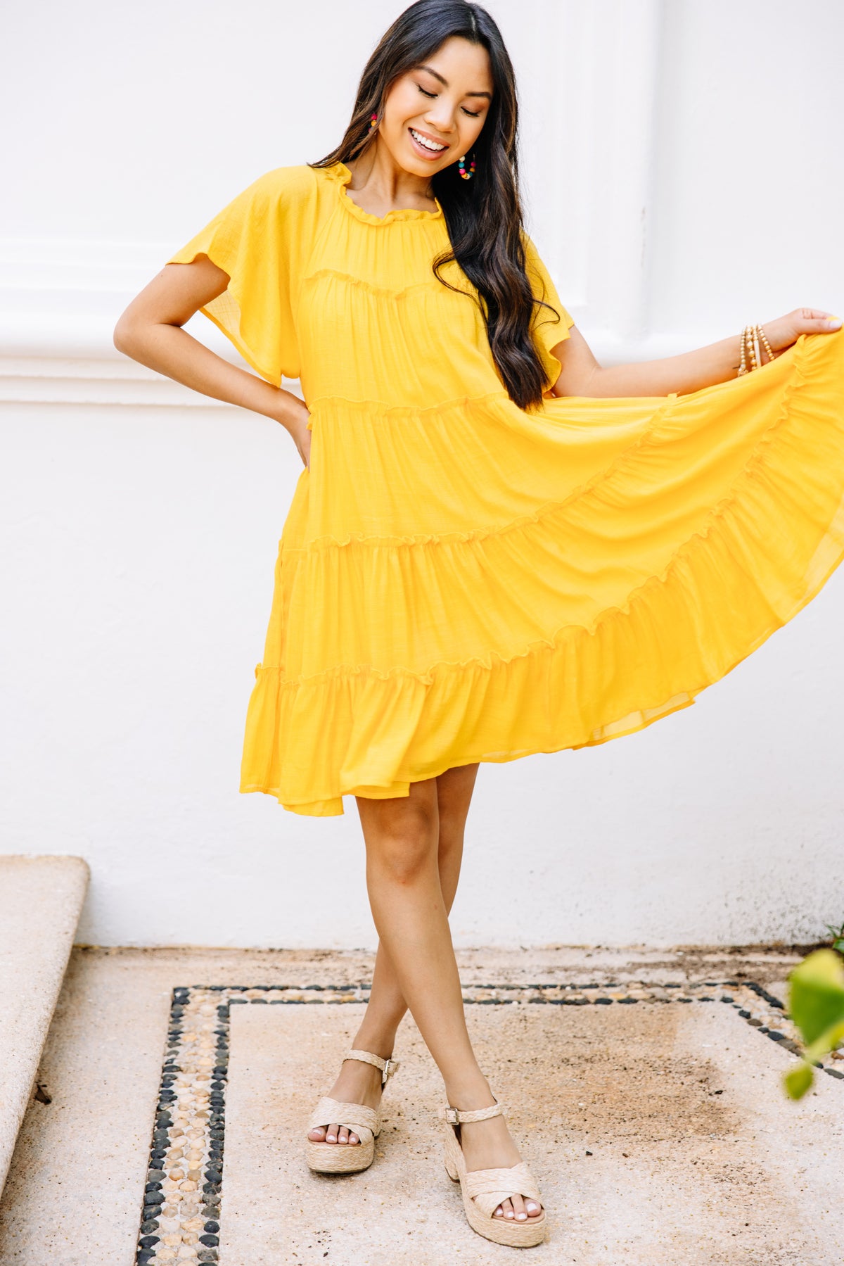 Where It All Begins Yellow Babydoll Dress Shop the Mint