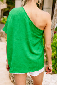 green one shoulder top