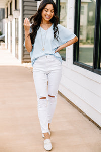 light blue top