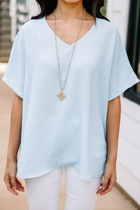 light blue top