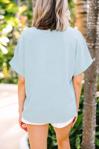 Don't Wait Sage Green Classic Top