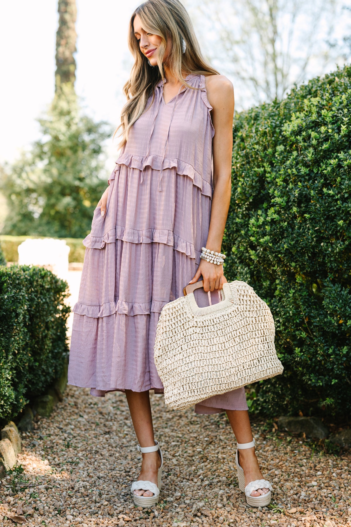 Pursue Perfection Mauve Pink Ruffled Midi Dress – Shop the Mint