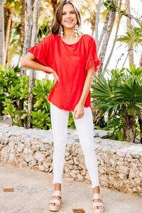 Find You Out Red Linen Top