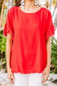 Find You Out Red Linen Top