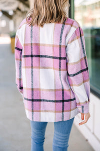 In Full Support Pink Plaid Shacket