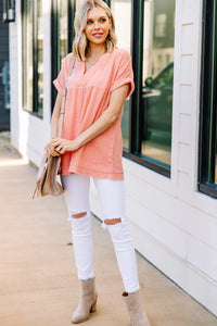 Touch My Heart Peach Pink Crinkled Top