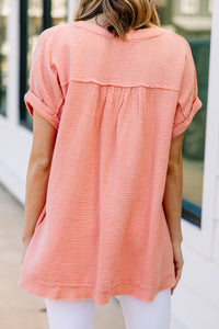 Touch My Heart Peach Pink Crinkled Top