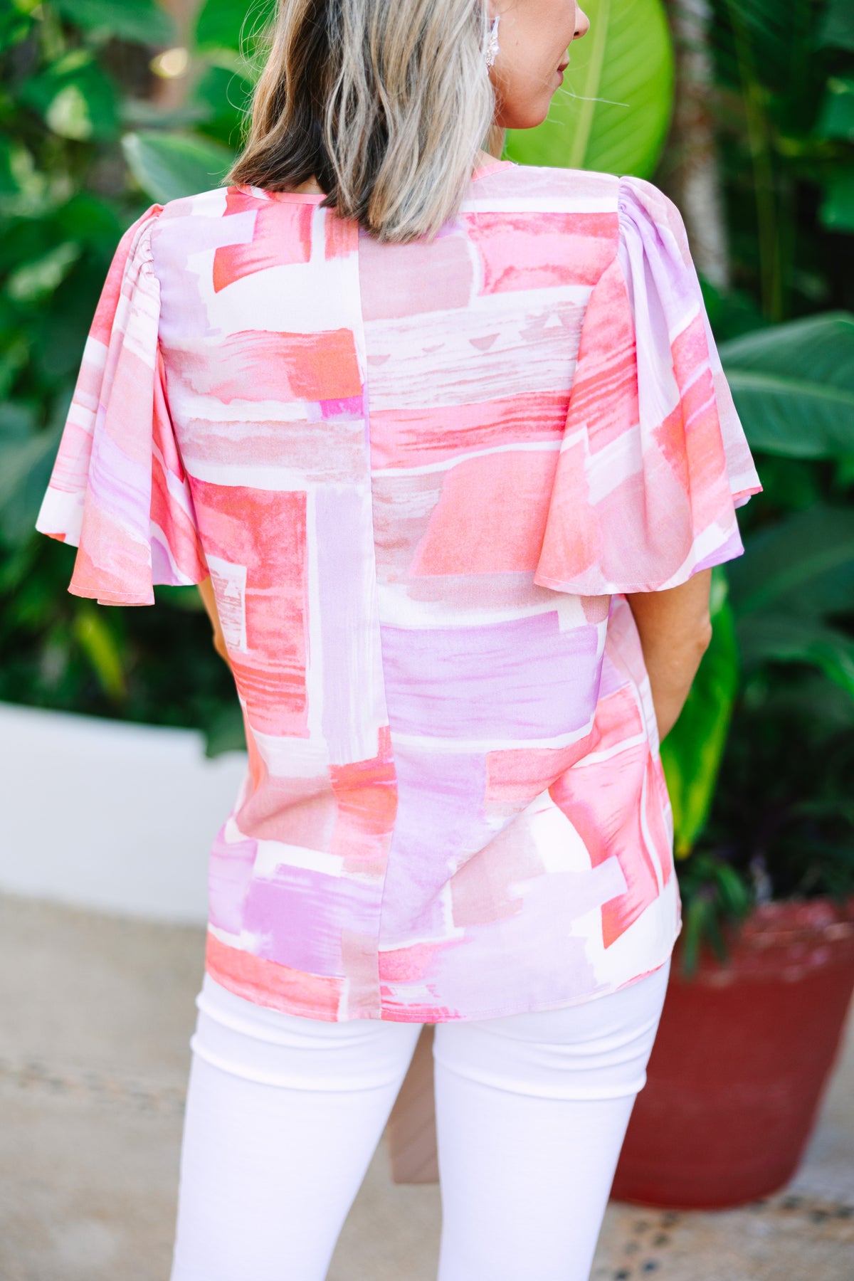 Tyler Blouse - Brown/Pink Abstract