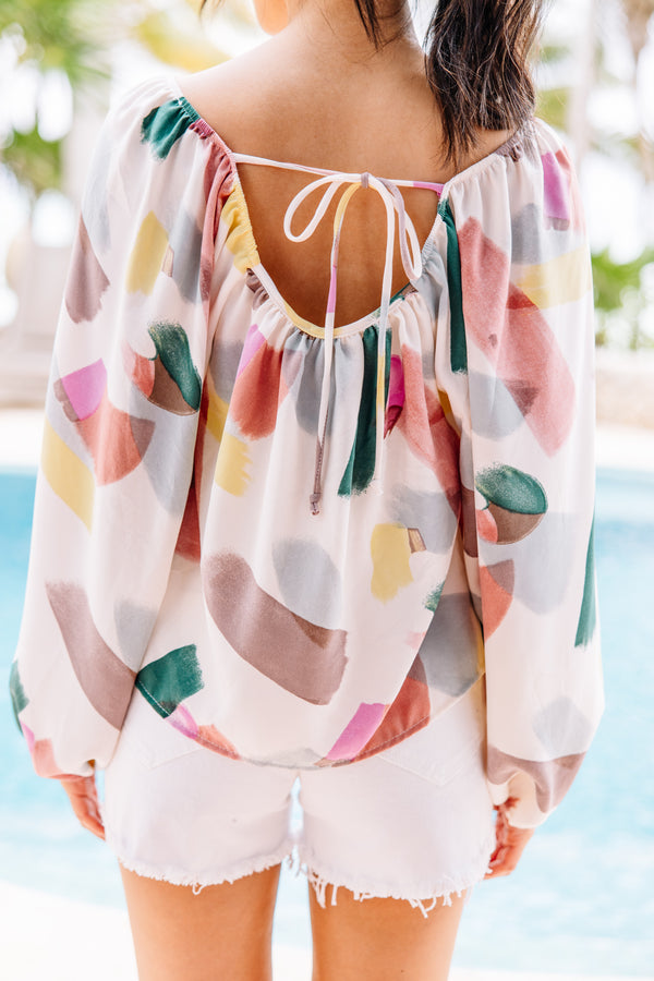 white abstract blouse