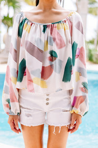 white abstract blouse