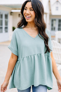 sage green babydoll top