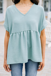 sage green babydoll top