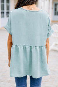 sage green babydoll top