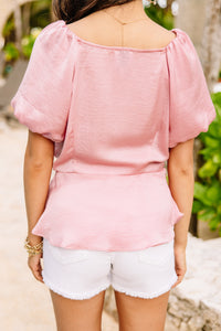 Perfect Love Mauve Pink Pleated Top