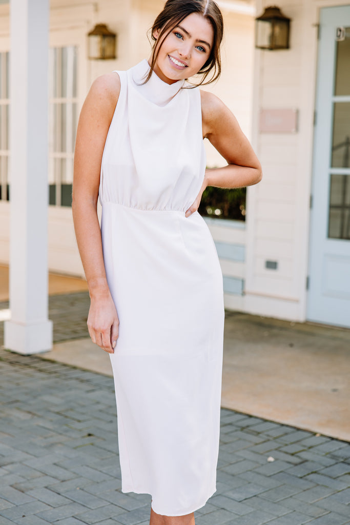 Chic Ecru White Midi Dress - Classy Midi Dresses – Shop the Mint